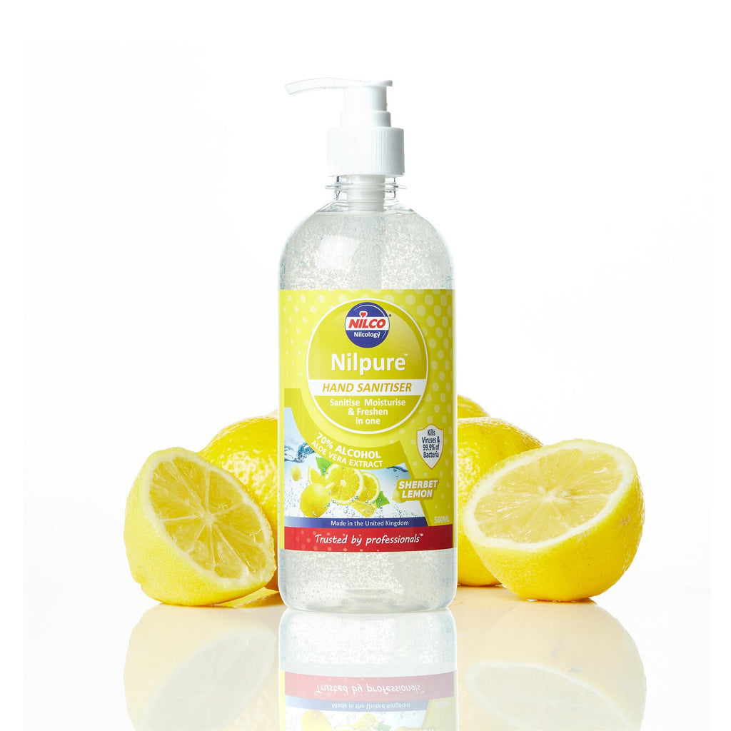 Nilco Nilpure Moisturising Fragranced Hand Sanitiser Sherbet Lemon with Pump Dispenser - 500ml