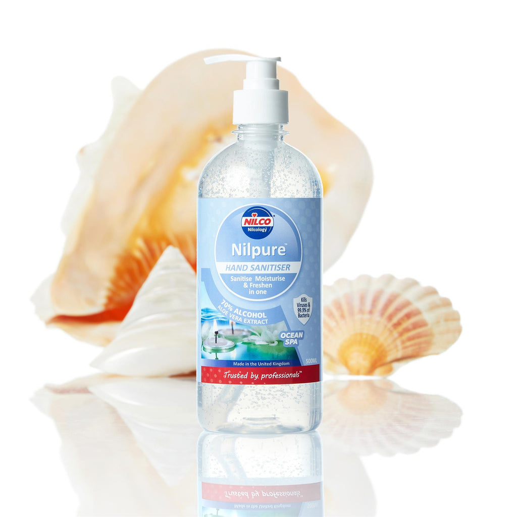 Nilco Nilpure Moisturising Fragranced Hand Sanitiser Ocean Spa with Pump Dispenser - 500ml